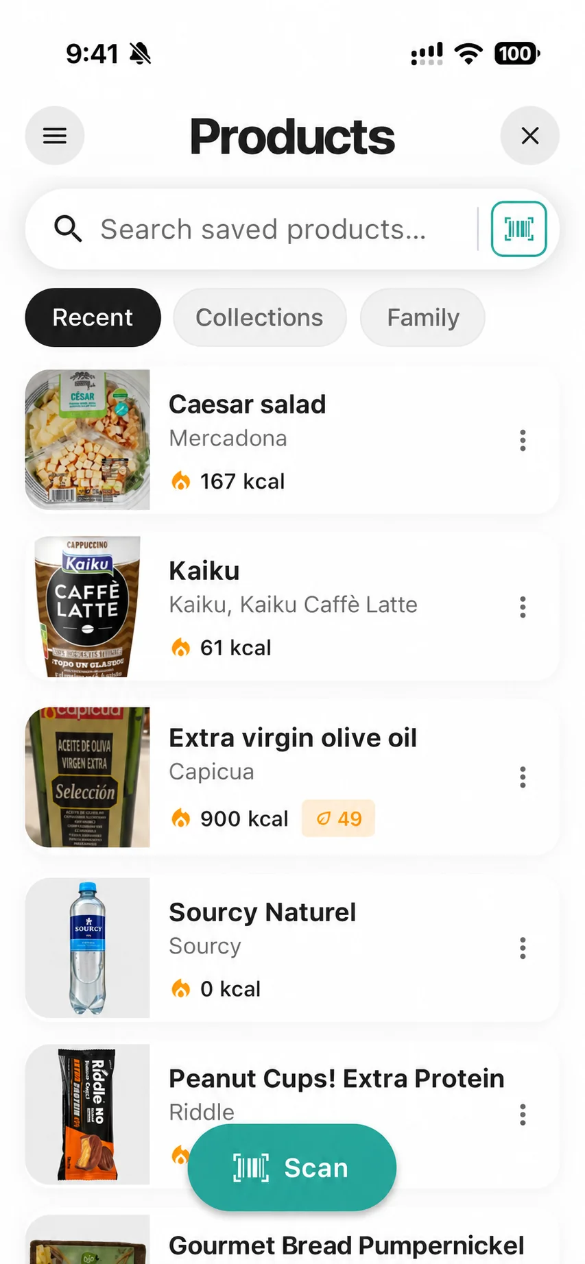 Barcode-Scanner — Find recently logged products